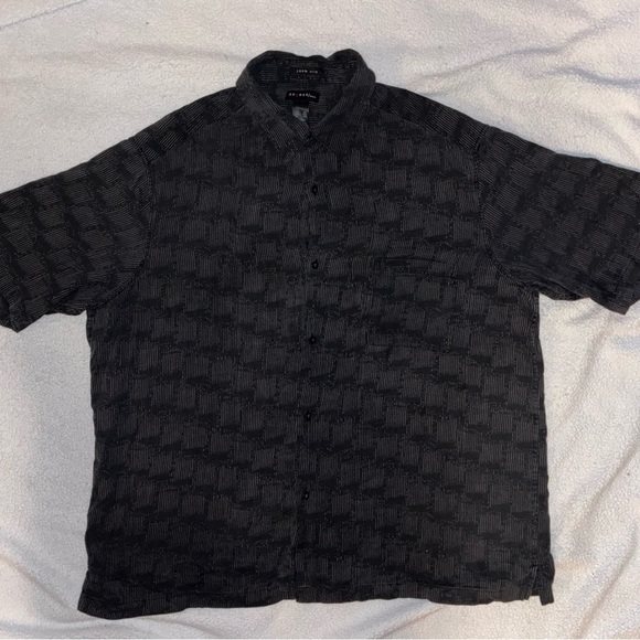 2/$35 AXCESS 100% Silk Short Sleeve Button Up Shirt Black Lightweight Men's XXL - Picture 3 of 6
